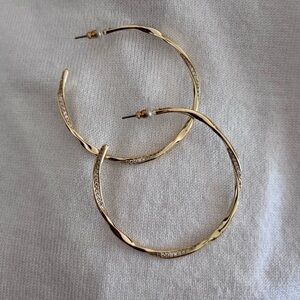 Stella & Dot Twist Pave Hoops Gold
